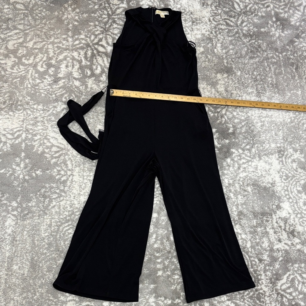 Michael Kors Black Cross neck Sleeveless Cropped Jumpsuit